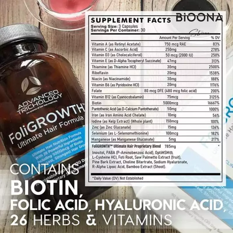 مکمل ضد ریزش مو Foli Growth برند Advance Trichology با کیفیت