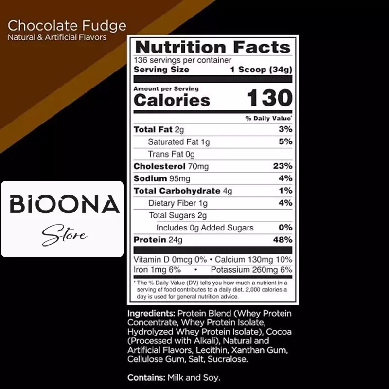 جدول ترکیبات پروتئین وی ترکیبی رول وان (R1 Whey Blend)